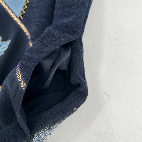 Graff Petite Large PL Patchwork Jacket Blue Embroidered Floral Embellished Lined - Picture 9 of 12